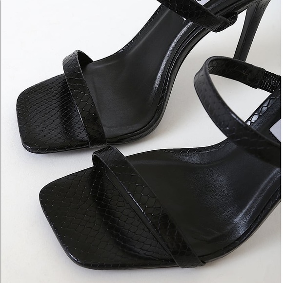 Steve Madden Michele Black Snake High Heel Sandals - Picture 4 of 7